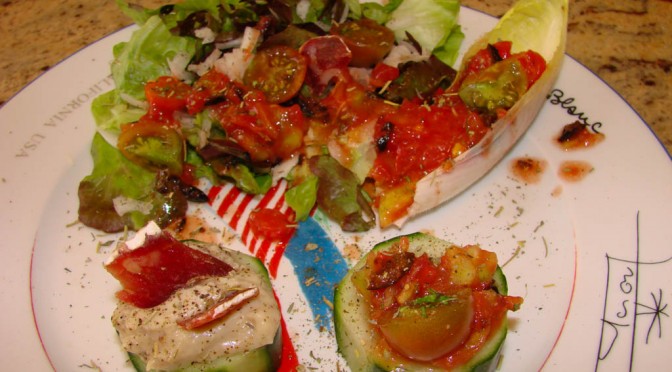 Salade de tomate et médaillon de concombre - DZprod Jardin - 11 juillet 2015
