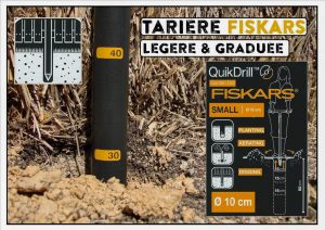 Tarière Quikdrill de chez FISKARS - Légère pratique et graduée - DZprod Jardin (outils en prêt)
