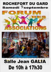 Forum des associations à Rochefort du Gard - 9 septembre 2017 - salle Jean Galia