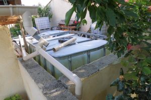Récupération eau de pluie - essai descente multiusage - cuve ou extérieur - DZprod Jardin